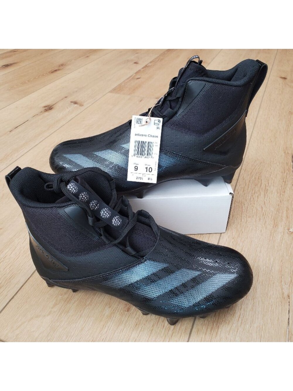 adidas ADIZERO Chaos Football Cleats Triple Black Mens Size 9 Lineman ID9103